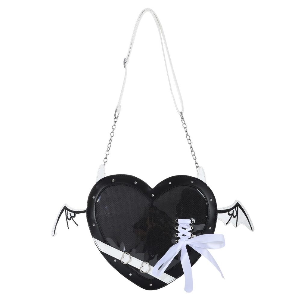 2181 Gothic Heart Purse Ita Shoulder Bag Cute Goth Y2k Bat Swing Crossbody